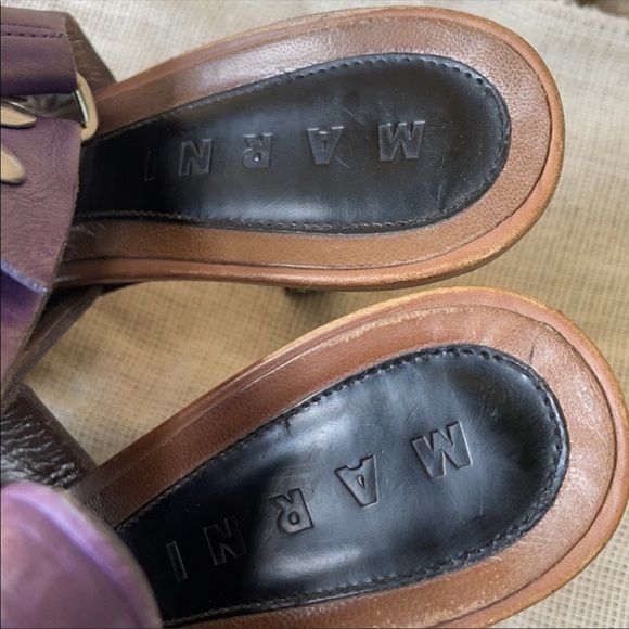 Marni Platform Purple & Taupe  Perp Toe sandal heels sienna Size 35 - Picture 7 of 13